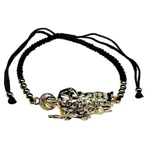 St Jude Bracelet Knotted Black Rope Gold Filled Pendant Adjustable NEW